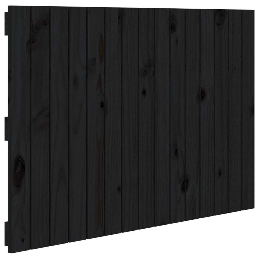 Wall Headboard Black 95.5x3x60 cm Solid Wood Pine