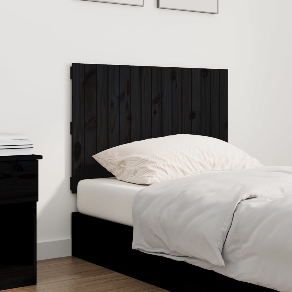 Wall Headboard Black 95.5x3x60 cm Solid Wood Pine