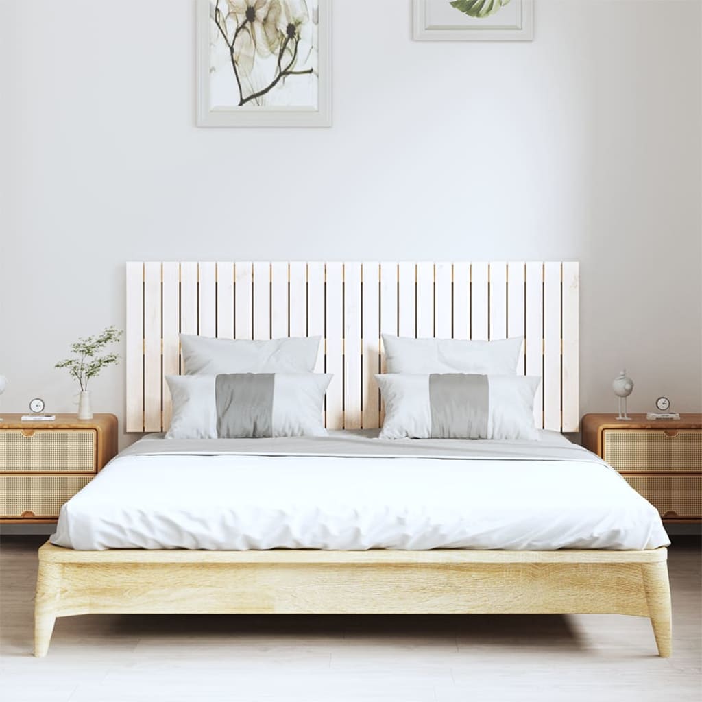 Wall Headboard White 159.5x3x60 cm Solid Wood Pine