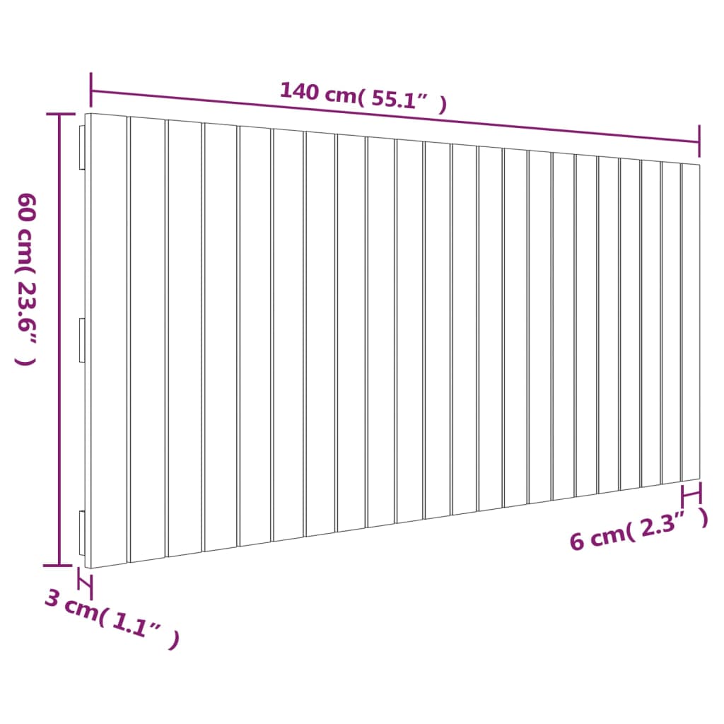 Wall Headboard 140x3x60 cm Solid Wood Pine