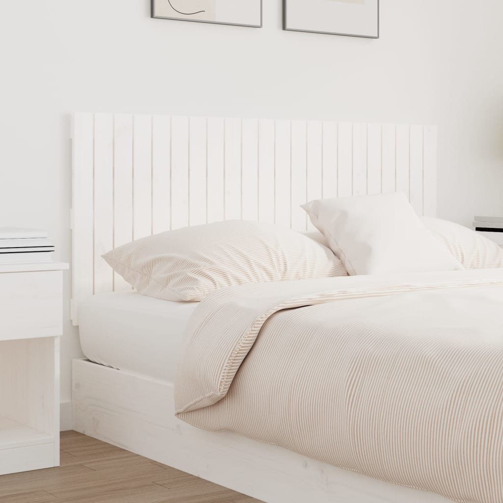 Wall Headboard White 140x3x60 cm Solid Wood Pine