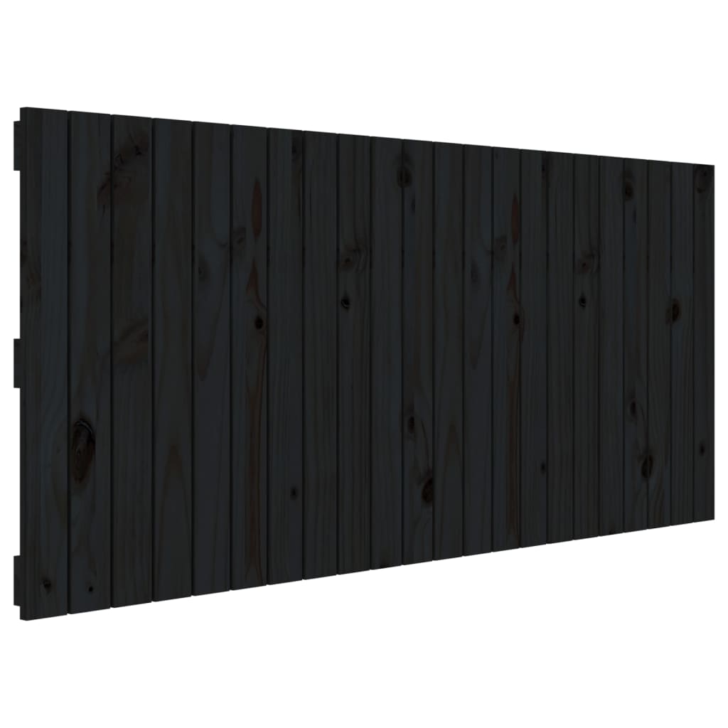 Wall Headboard Black 140x3x60 cm Solid Wood Pine