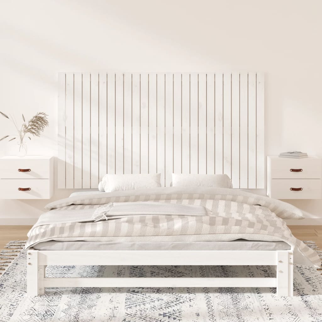 Wall Headboard White 159.5x3x90 cm Solid Wood Pine