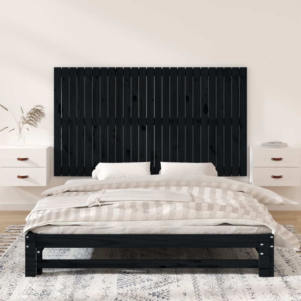 Wall Headboard Black 159.5x3x90 cm Solid Wood Pine