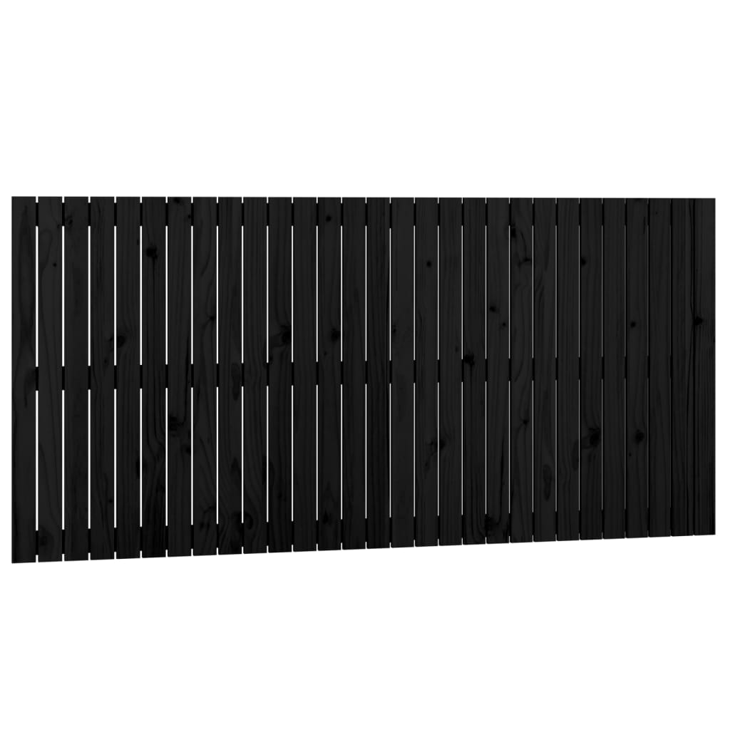 Wall Headboard Black 185x3x90 cm Solid Wood Pine