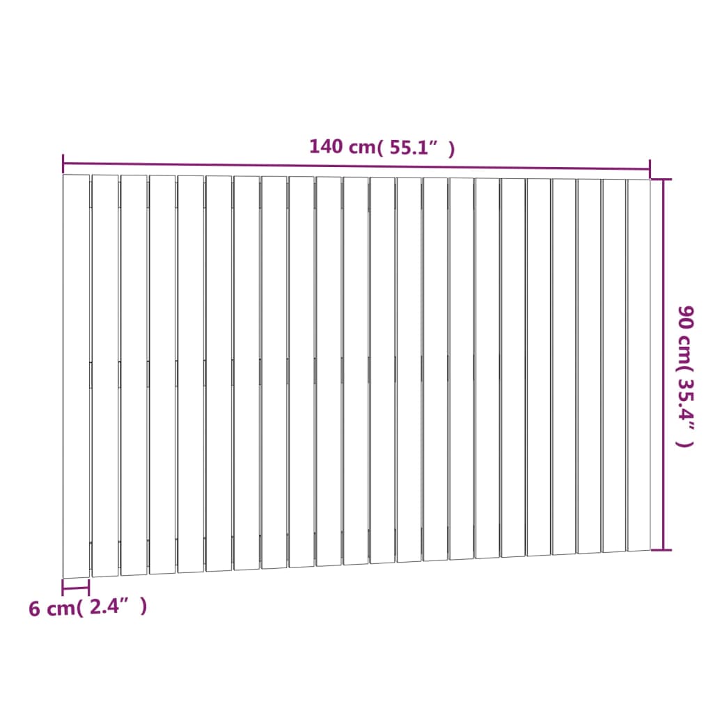 Wall Headboard 140x3x90 cm Solid Wood Pine