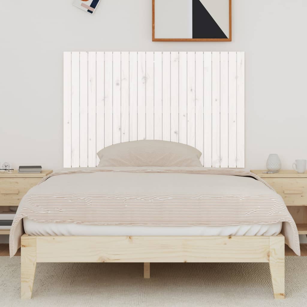 Wall Headboard White 140x3x90 cm Solid Wood Pine