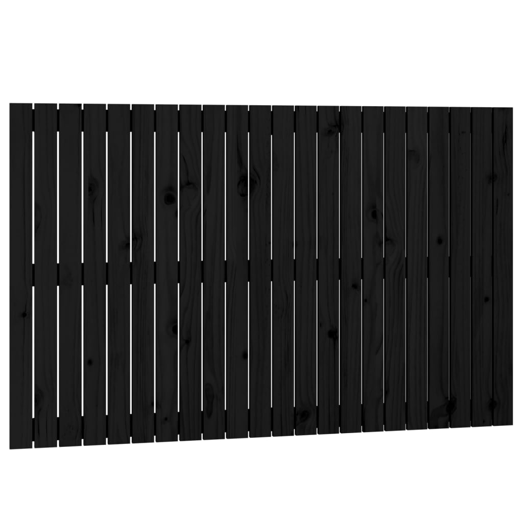 Wall Headboard Black 140x3x90 cm Solid Wood Pine