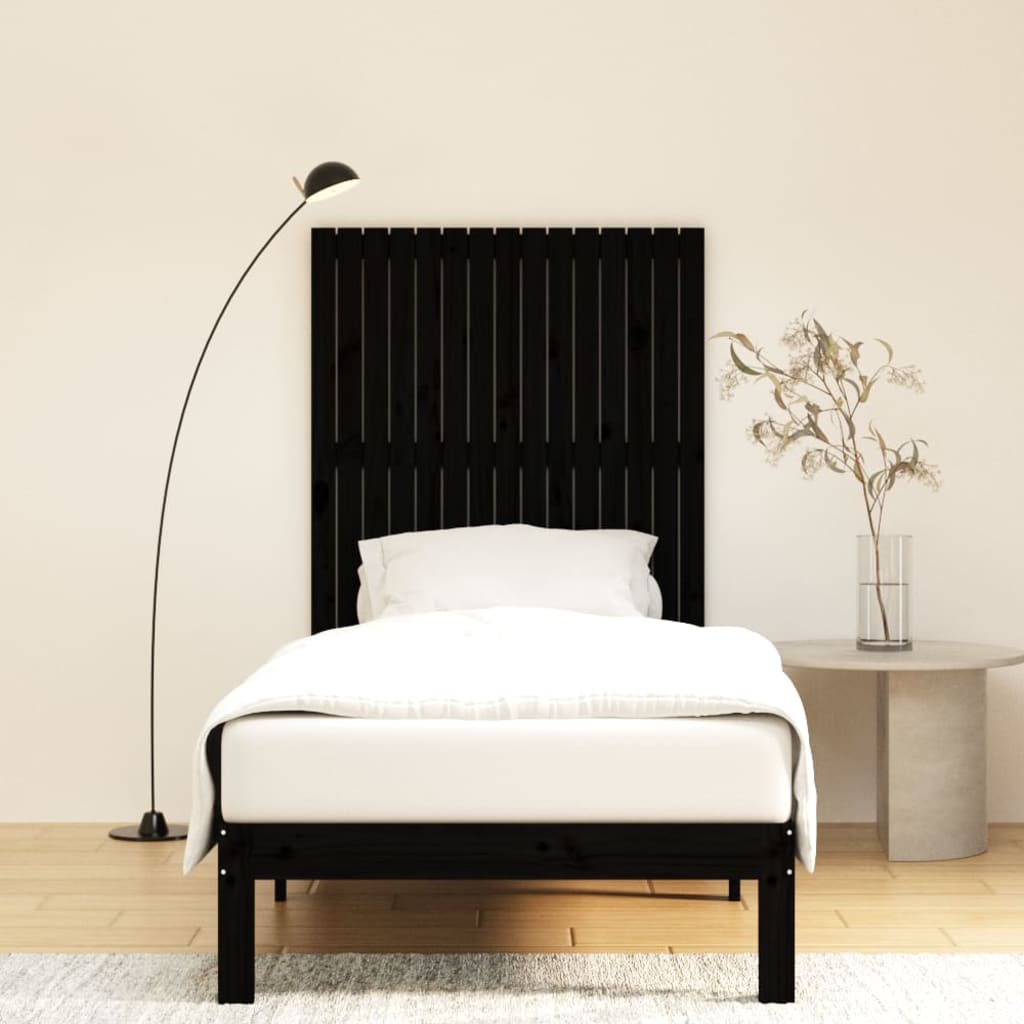 Wall Headboard Black 95.5x3x110 cm Solid Wood Pine