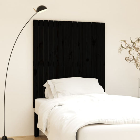 Wall Headboard Black 95.5x3x110 cm Solid Wood Pine