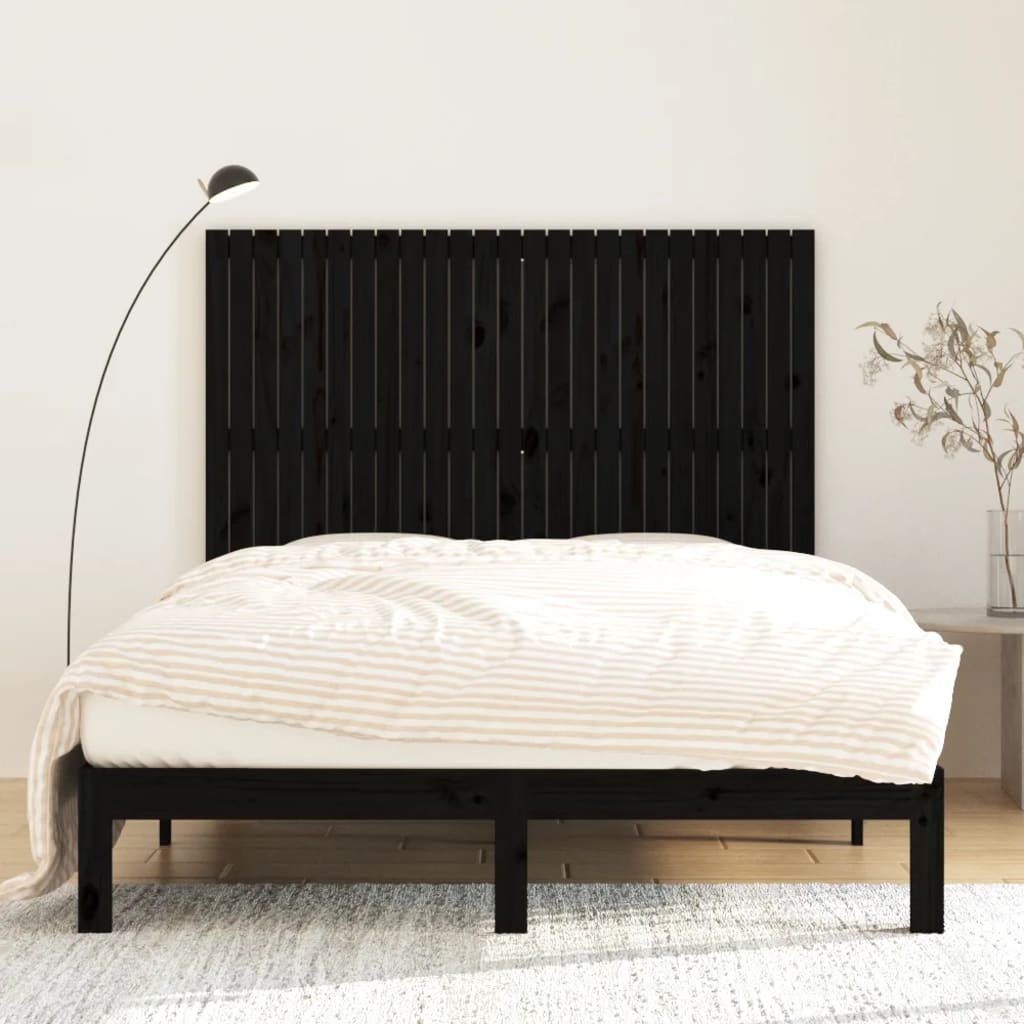 Wall Headboard Black 159.5x3x110 cm Solid Wood Pine