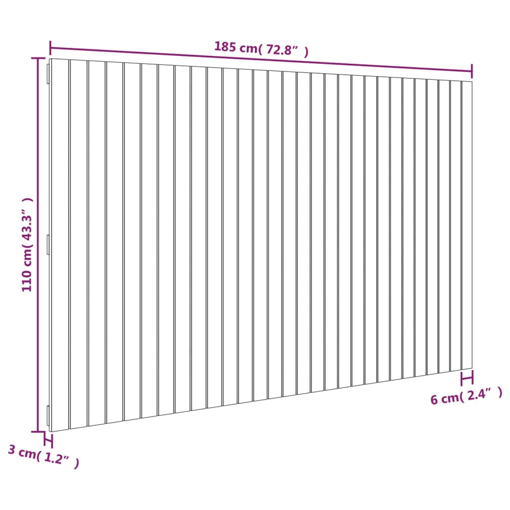 Wall Headboard 185x3x110 cm Solid Wood Pine