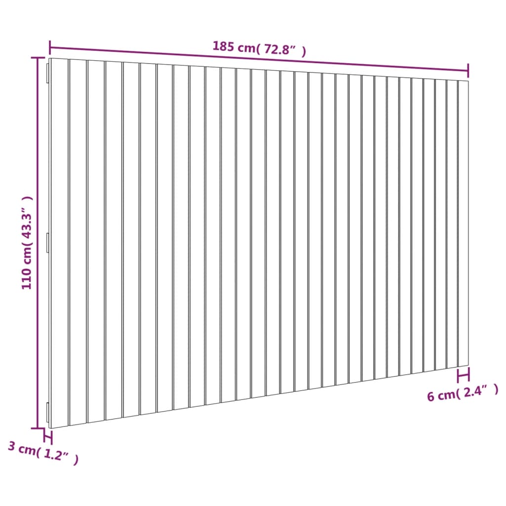 Wall Headboard White 185x3x110 cm Solid Wood Pine