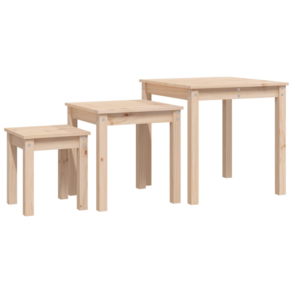 Nesting Tables 3 pcs Solid Wood Pine