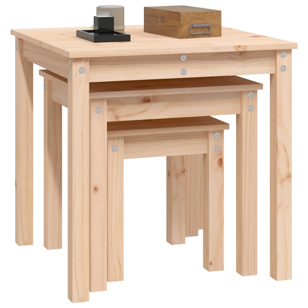 Nesting Tables 3 pcs Solid Wood Pine