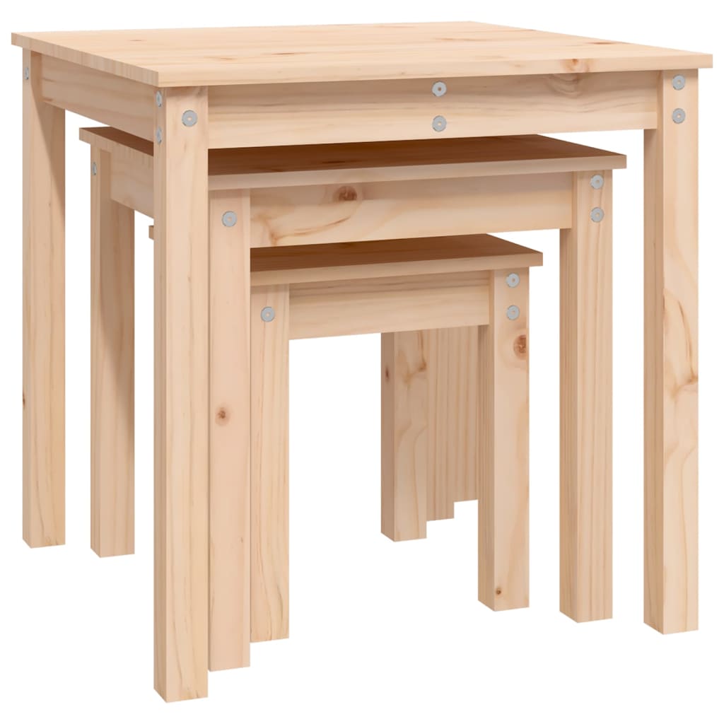 Nesting Tables 3 pcs Solid Wood Pine