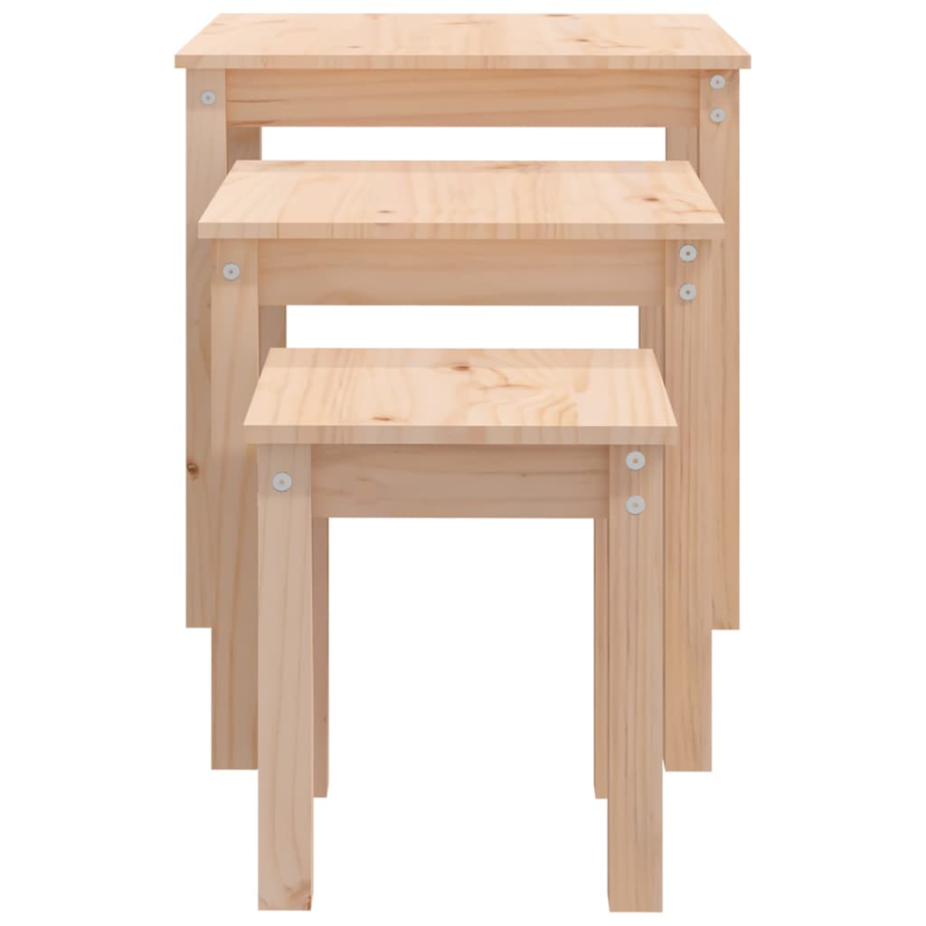 Nesting Tables 3 pcs Solid Wood Pine