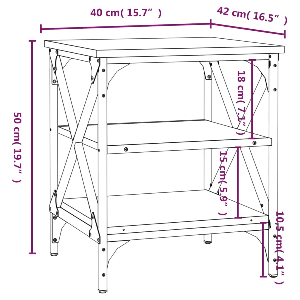 Side Tables 2 pcs Black 40x42x50 cm Engineered Wood