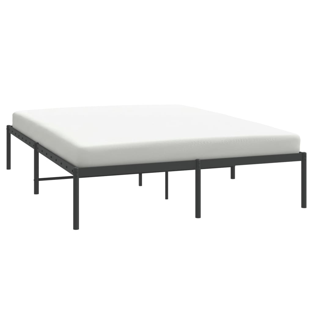 Metal Bed Frame Black 153x203 cm Queen Size