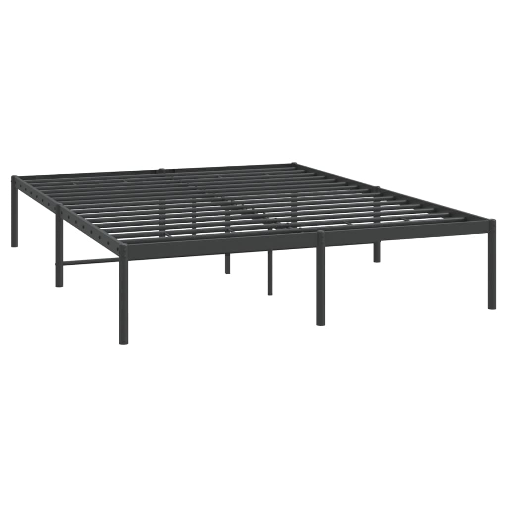 Metal Bed Frame Black 153x203 cm Queen Size