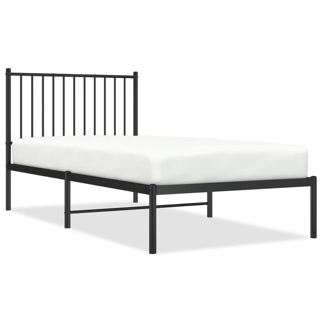 Metal Bed Frame with Headboard Black 92x187 cm Single