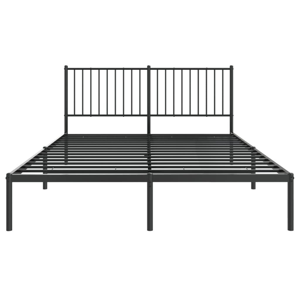 Metal Bed Frame with Headboard Black 153x203 cm Queen Size