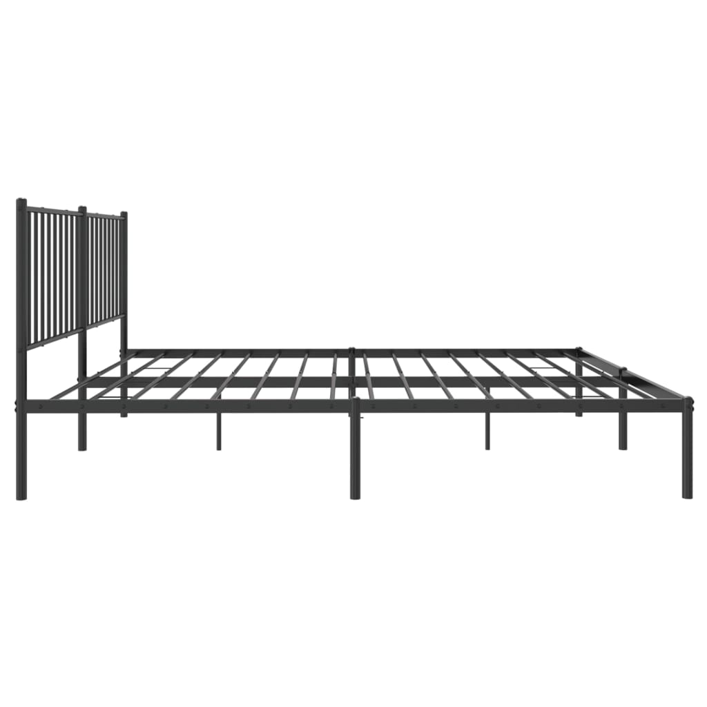 Metal Bed Frame with Headboard Black 153x203 cm Queen Size