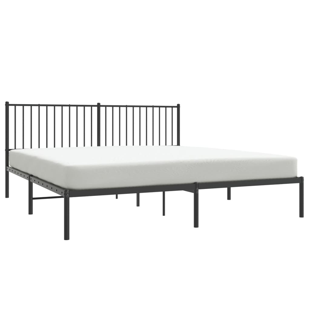 Metal Bed Frame with Headboard Black 183x203 cm King Size