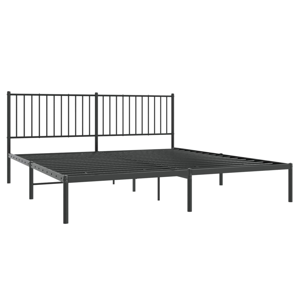 Metal Bed Frame with Headboard Black 183x203 cm King Size