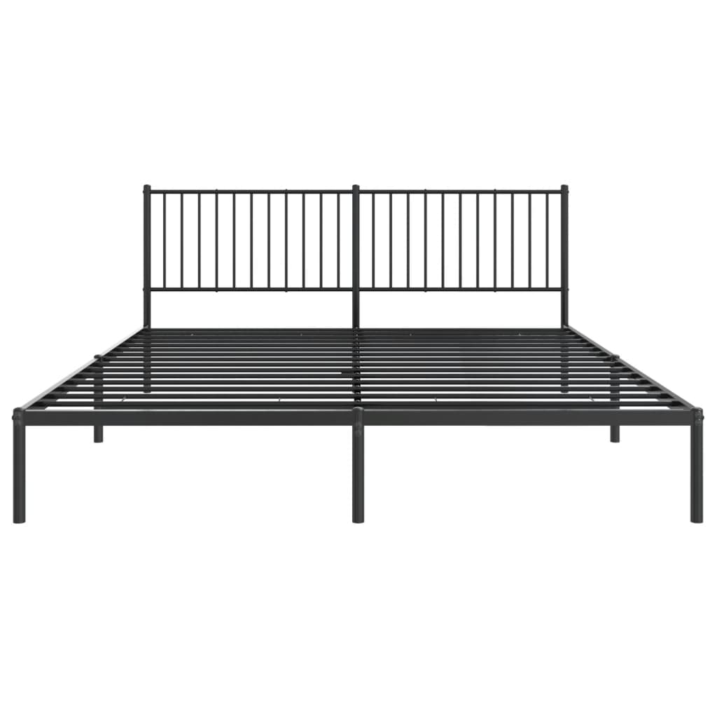 Metal Bed Frame with Headboard Black 183x203 cm King Size