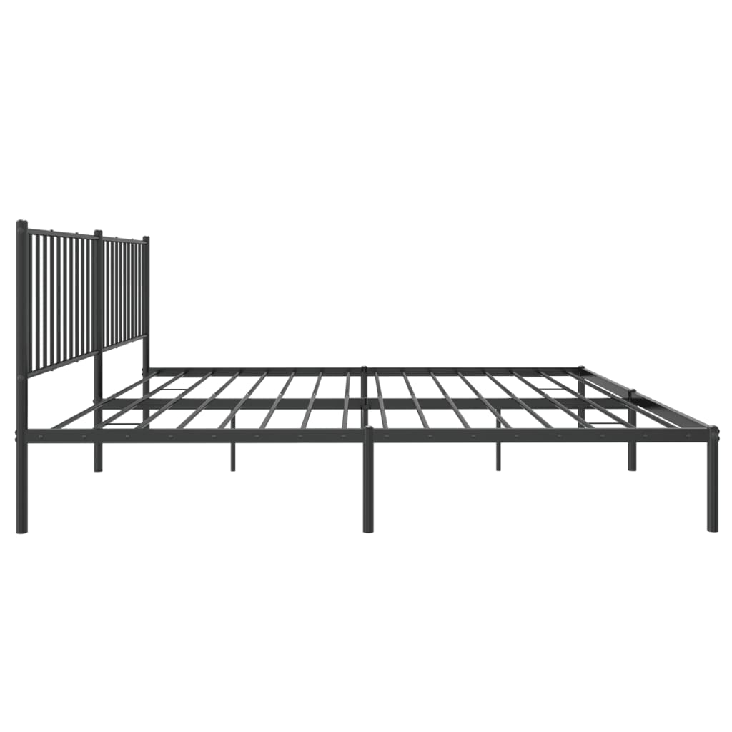 Metal Bed Frame with Headboard Black 183x203 cm King Size