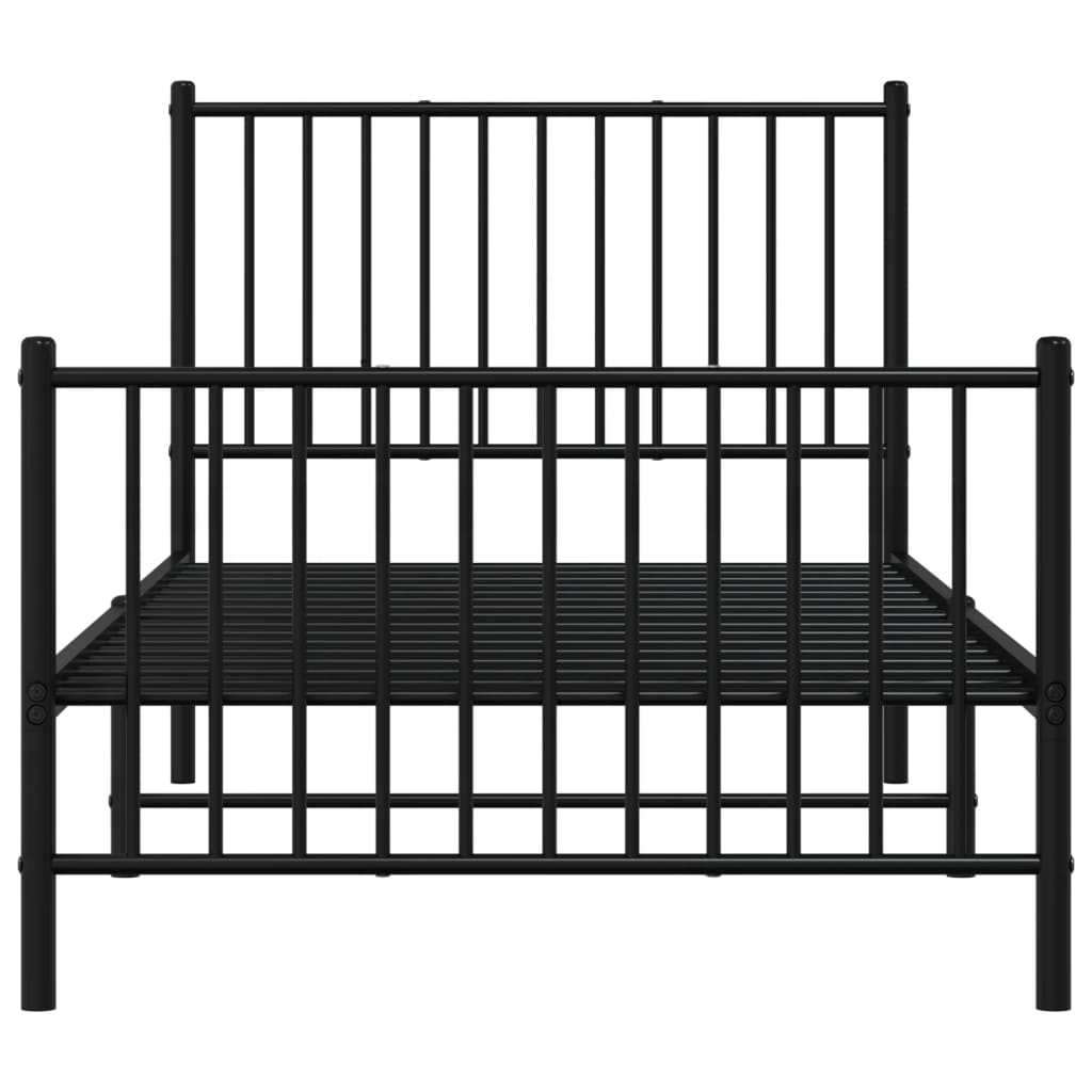 Metal Bed Frame with Headboard and Footboard Black 92x187 cm Single Size