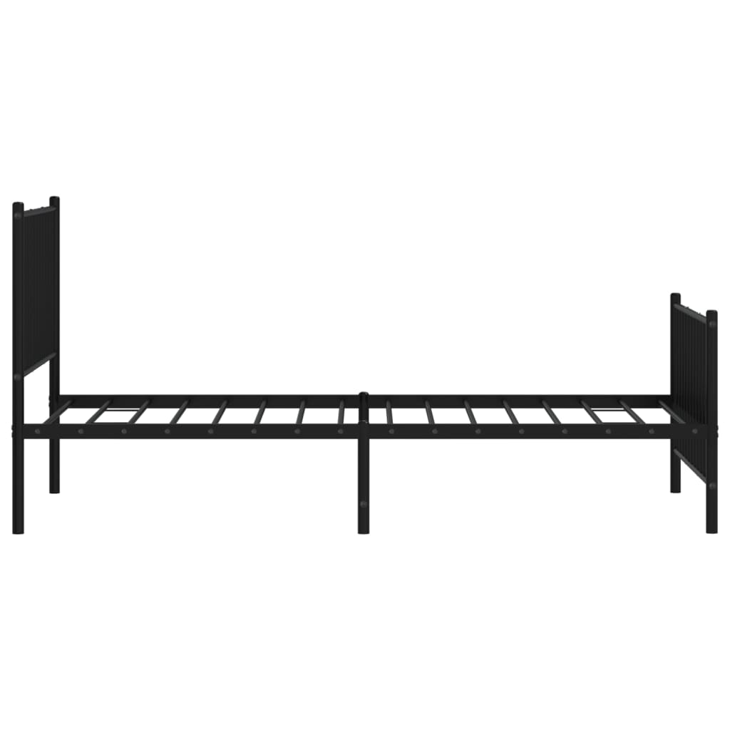 Metal Bed Frame with Headboard and Footboard Black 92x187 cm Single Size