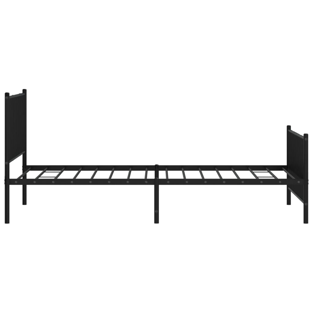 Metal Bed Frame with Headboard and Footboard Black 107x203 cm