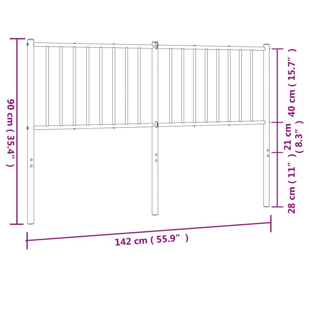 Metal Headboard Black 137 cm