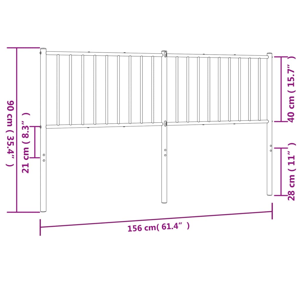 Metal Headboard Black 152 cm