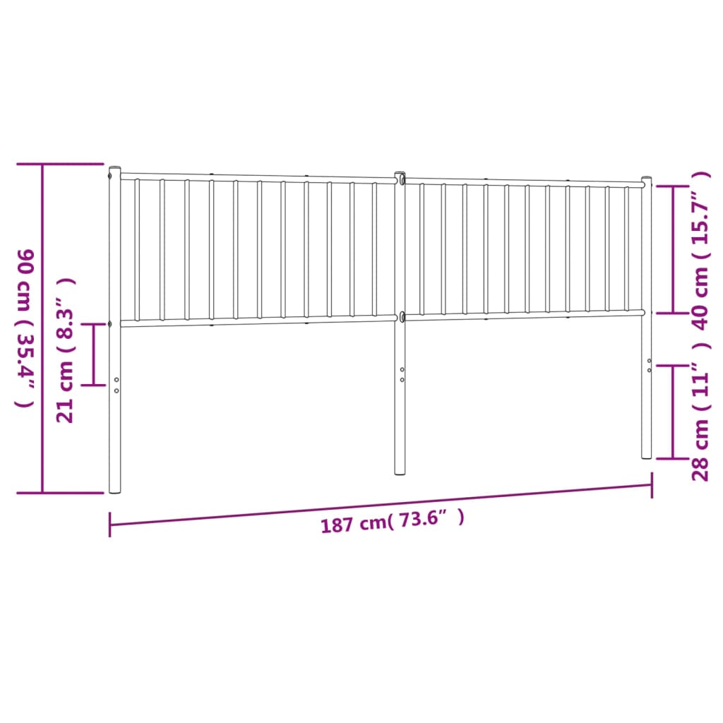 Metal Headboard Black 183 cm