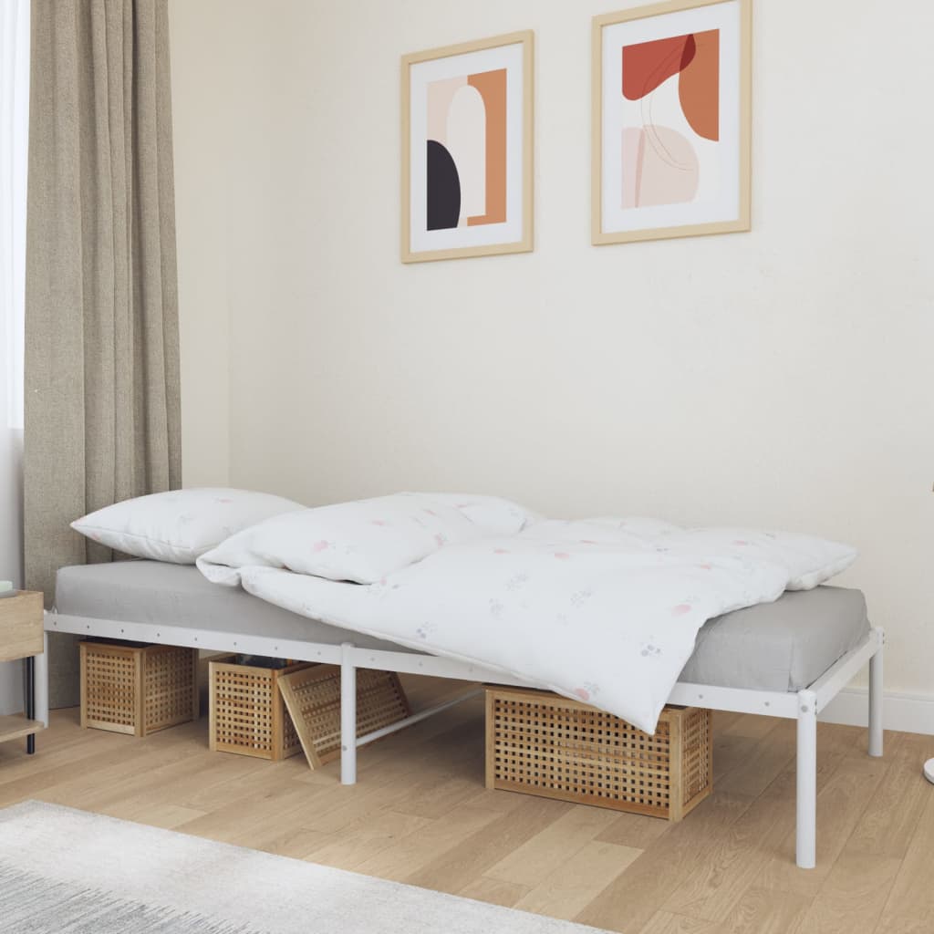 Metal Bed Frame White 92x187 cm Single