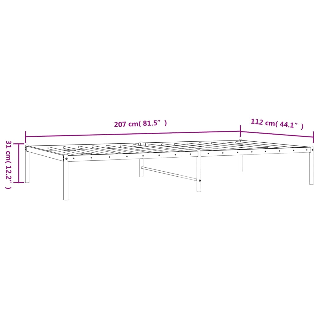 Metal Bed Frame White 107x203 cm