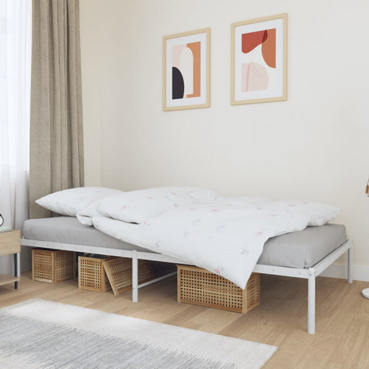 Metal Bed Frame White 107x203 cm