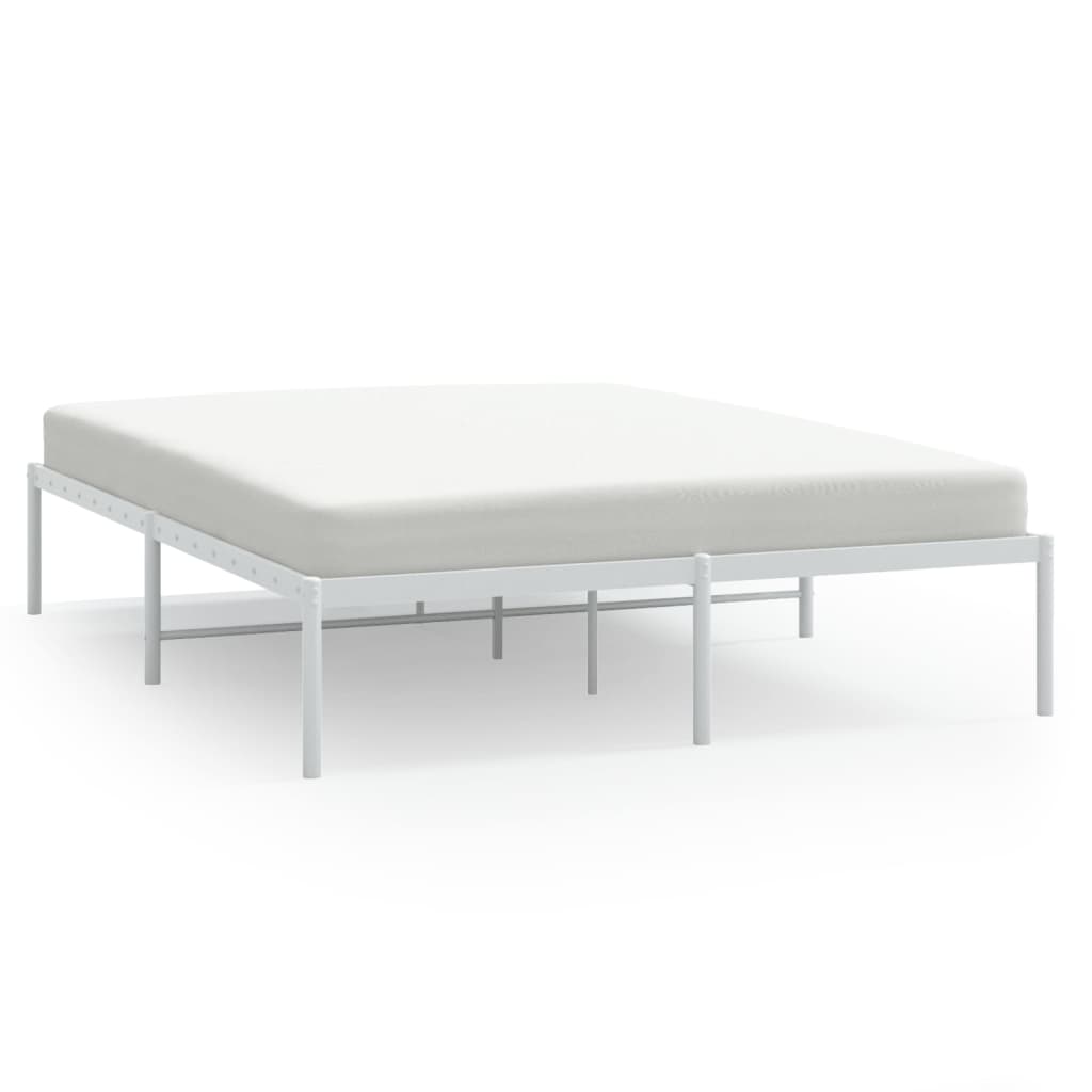 Metal Bed Frame White 153x203 cm Queen Size