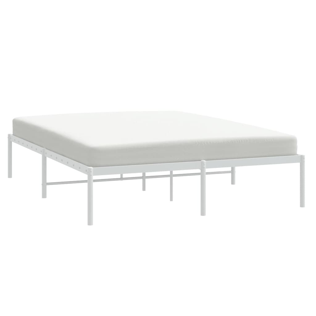 Metal Bed Frame White 153x203 cm Queen Size