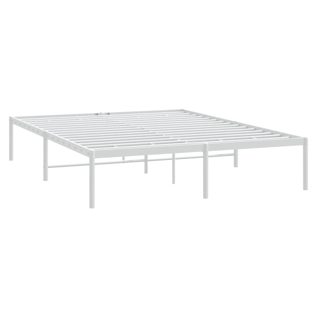 Metal Bed Frame White 153x203 cm Queen Size