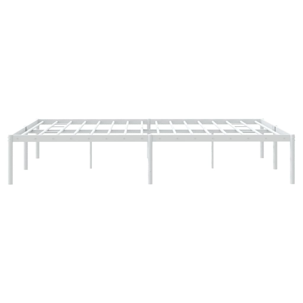 Metal Bed Frame White 153x203 cm Queen Size