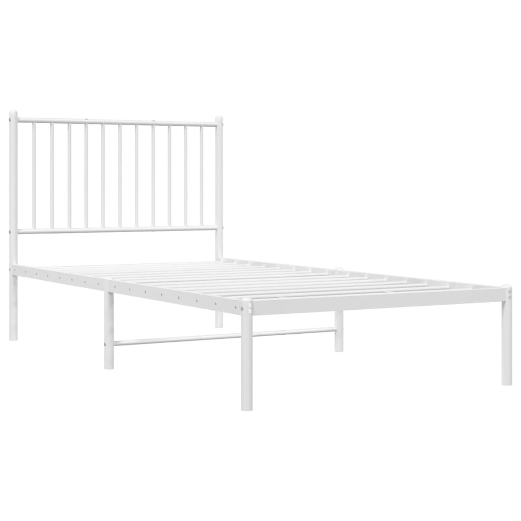 Metal Bed Frame with Headboard White 92x187 cm Single Size