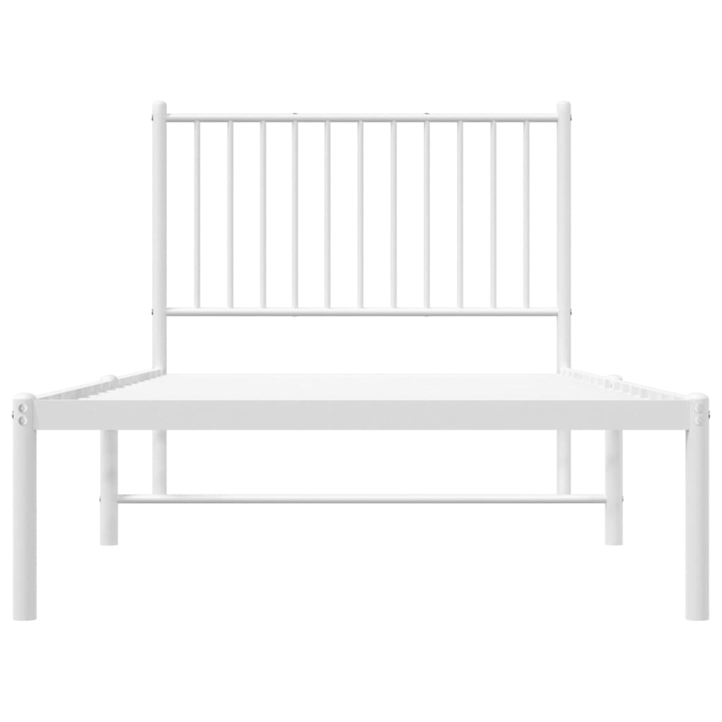 Metal Bed Frame with Headboard White 92x187 cm Single Size