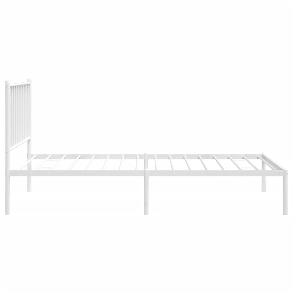 Metal Bed Frame with Headboard White 92x187 cm Single Size