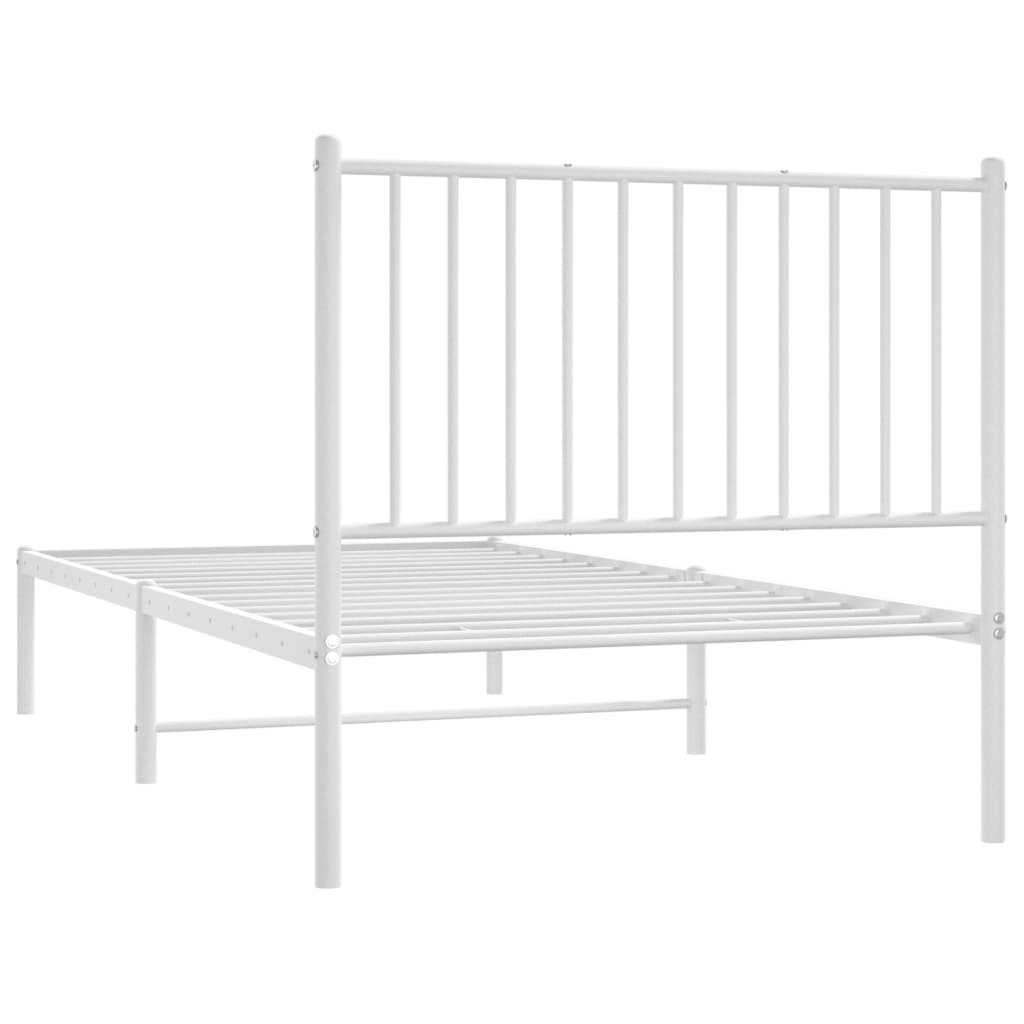 Metal Bed Frame with Headboard White 92x187 cm Single Size