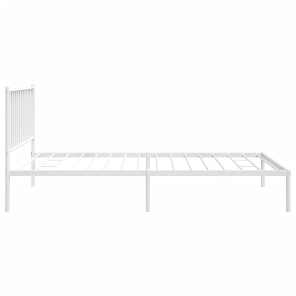 Metal Bed Frame with Headboard White 107x203 cm