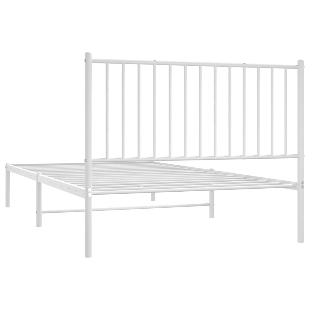 Metal Bed Frame with Headboard White 107x203 cm